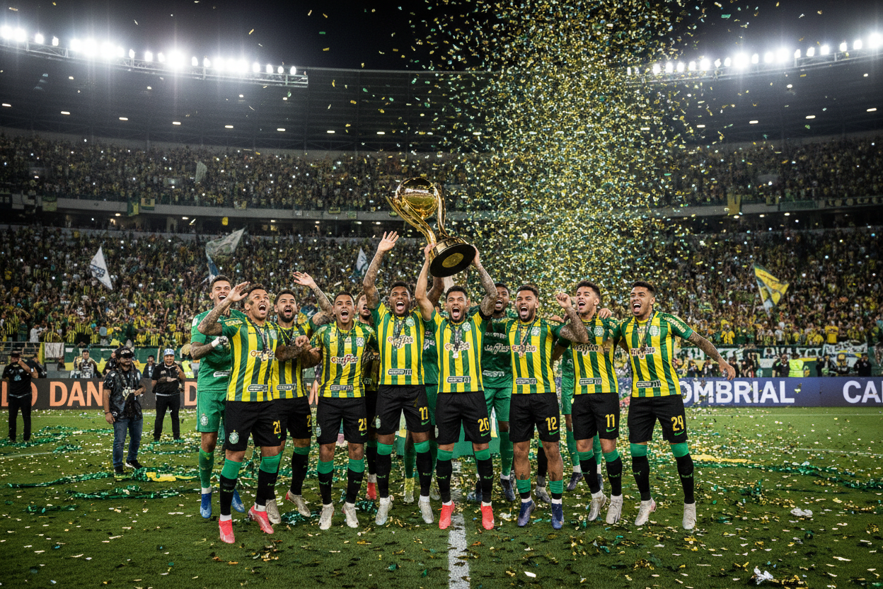 BRAZIL SERIE A football team is celebrating winning cup 