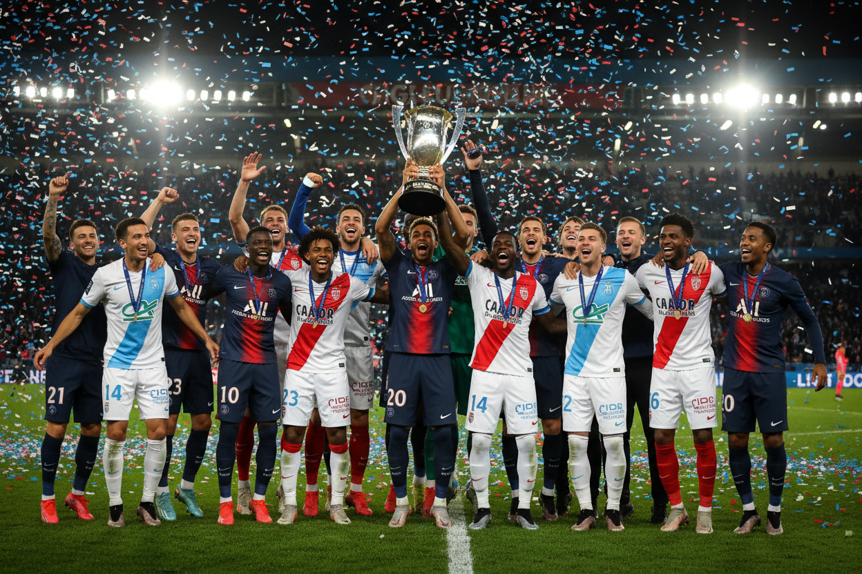 ligue 1 all players hd image with cup