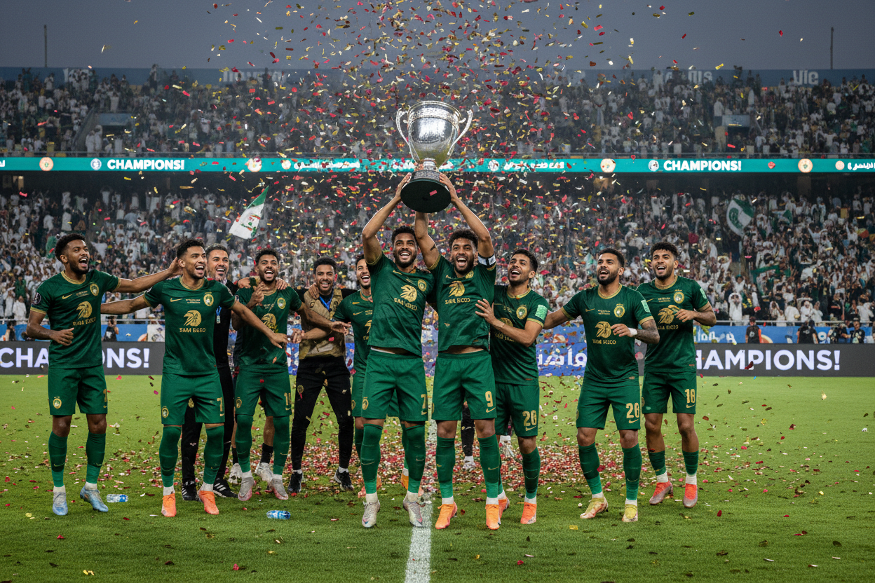 Saudi Pro League football team winning celebration 